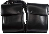 Black Two Straps Leather Saddle Bag