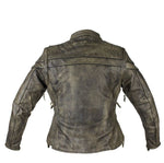 Women's Distressed Brown Naked Cowhide Leather Concealed Carry Jacket