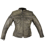 Women's Distressed Brown Naked Cowhide Leather Concealed Carry Jacket