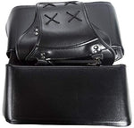 Black Two Straps Leather Saddle Bag