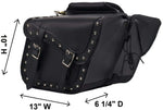 Black Leather Braided And Studded Buckles Saddle Bag