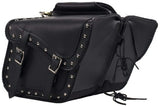 Black Leather Braided And Studded Buckles Saddle Bag