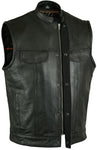 Men's SOA  2 Gun 2 Chest Pockets Leather Vest With Single Back Panel