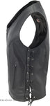 Women's Solid Concealed Carry Sleeveless Soft Leather Vest With Laces