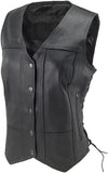 Women's Concealed Carry Soft Leather Sleeveless Vest With Laces